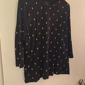 Christopher & Banks Black Long Sleeve Tee with Orange Accents